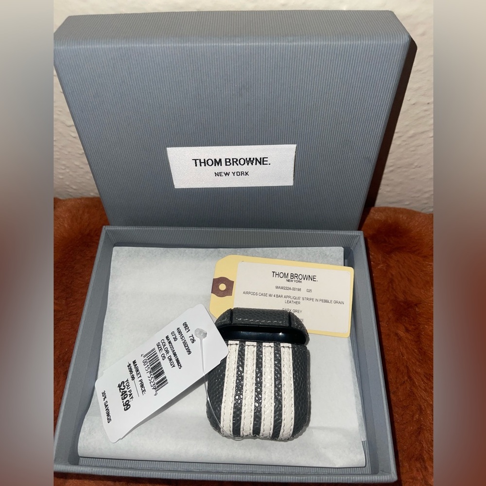 Thom Browne Grey 4-Bar AirPod Case
